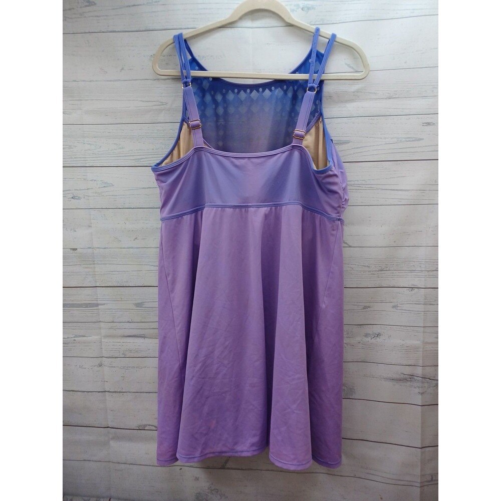 Swimsuits For All Purple Swimsuit Dress Sz 22 Ombre Eyelet Padded - Picture 4 of 11